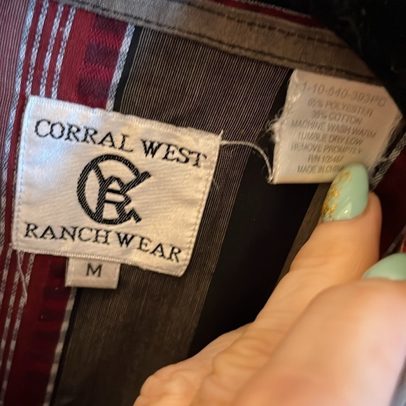 Corral West Ranchwear Button Down Shirt Pearl Snap Western Size Medium - Picture 5 of 7